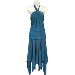 Vintage Sharon Max Halter Dress Y2K Whimsigoth Mermaidcore Rhinestone